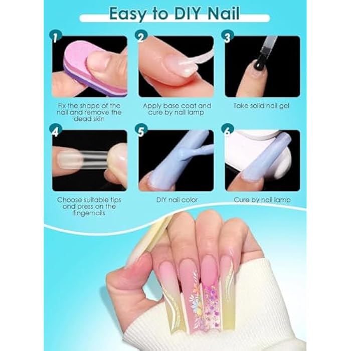 Soft Gel Acrylic Nail Tips: 240 Pcs long Full Cover Gel Xl Nail Tips - False Straight Tips for Gel Extensions for Salon Art - Image 5